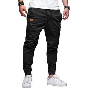 Men's Casual Jogger Pants, Cotton Drawstring Chino Cargo Hiking Outdoor Sweatpan